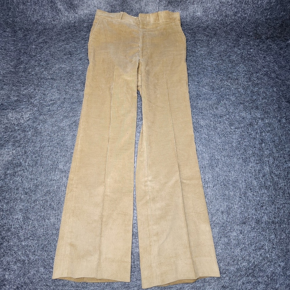 Sears Mens Vintage Thick Corduroy Collection Dress Pants Disco Leisure 30x29 Tan